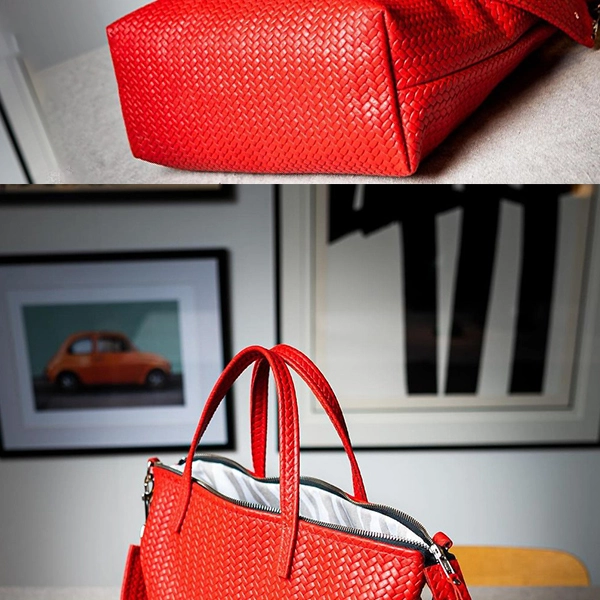 inner view of front view of red ladies tote bag in pakistan vibetotes
