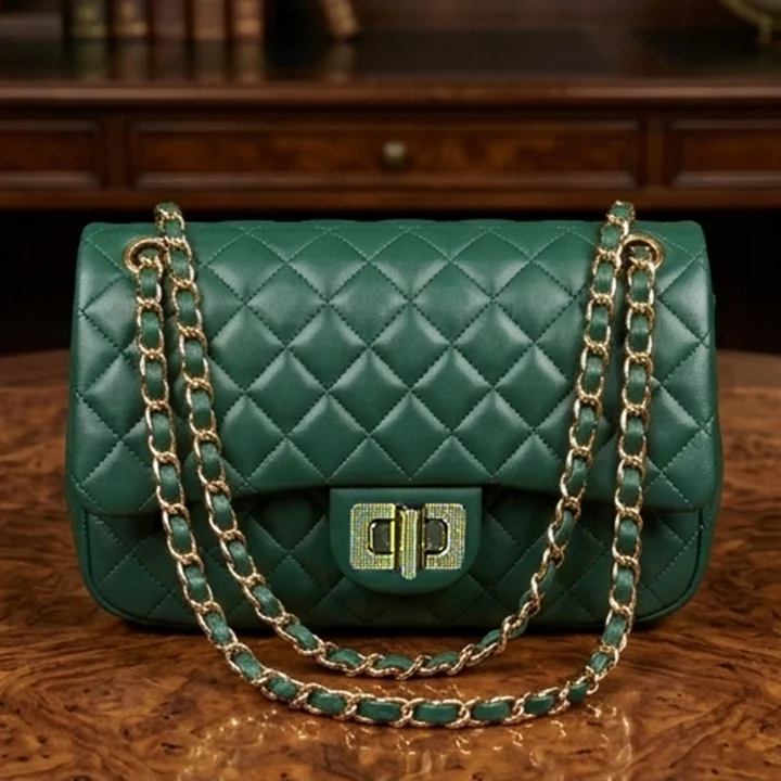 Green crossbody bag front view
