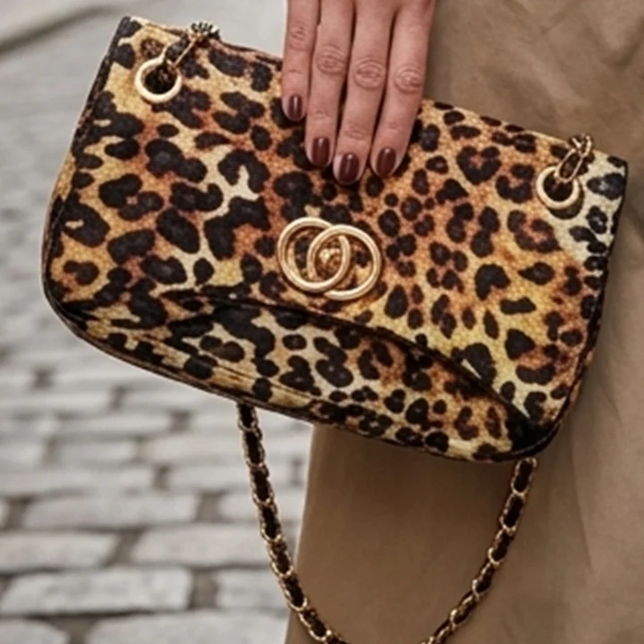 women carrying leopard design crossbody bag for girls in pakistan