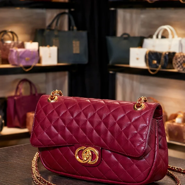 Burgundy crossbody bag front view