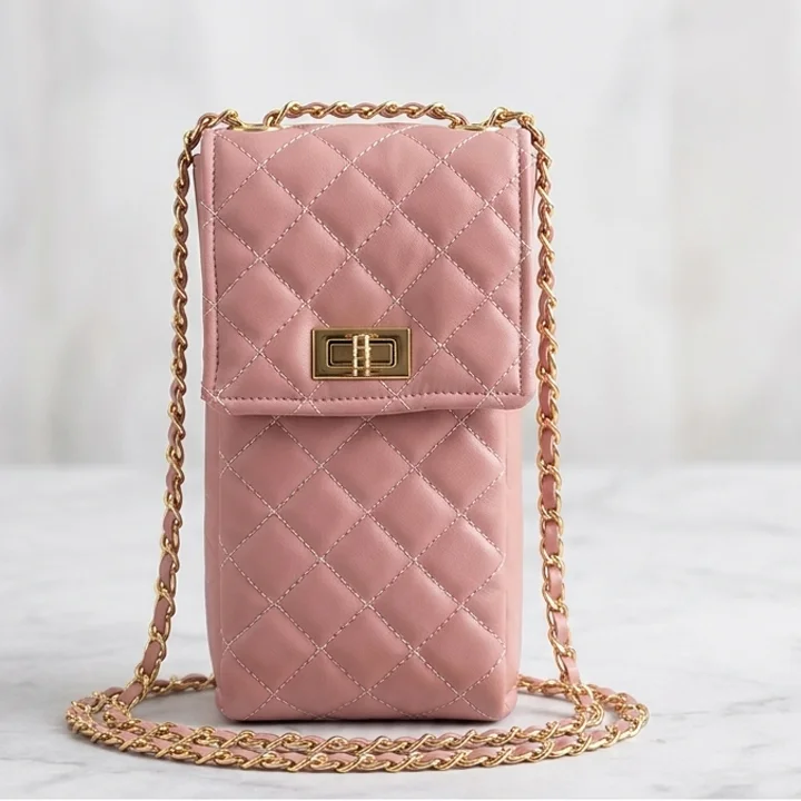 front view of Pink mobile wallet for girls. buy online at vibe totes