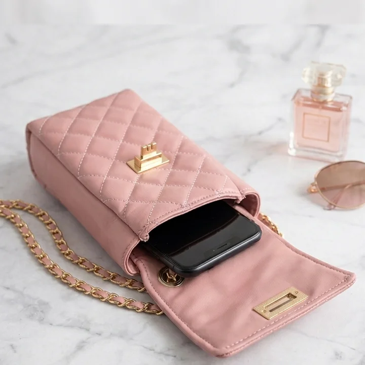 inner view of Pink mobile wallet for girls. buy online at vibe totes