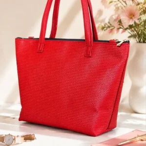 Red Weaving Pattern Tote bag Front View