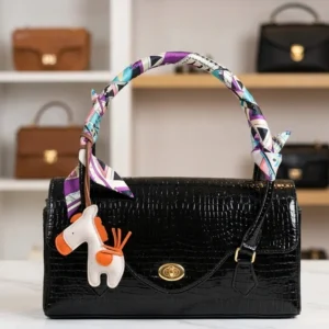 Front view black crocodile leather Shoulder Bag | New and unique design