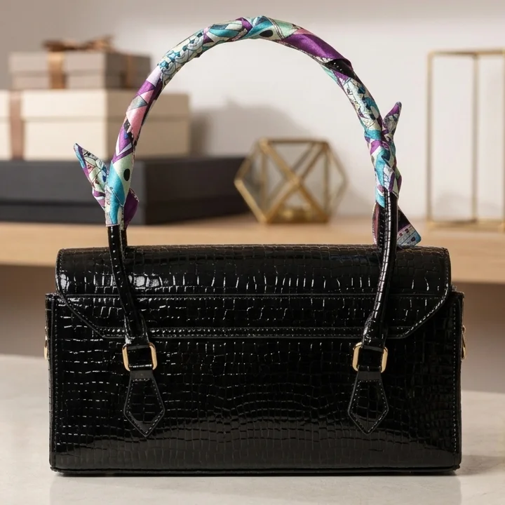 back view black crocodile leather Shoulder Bag | New and unique design