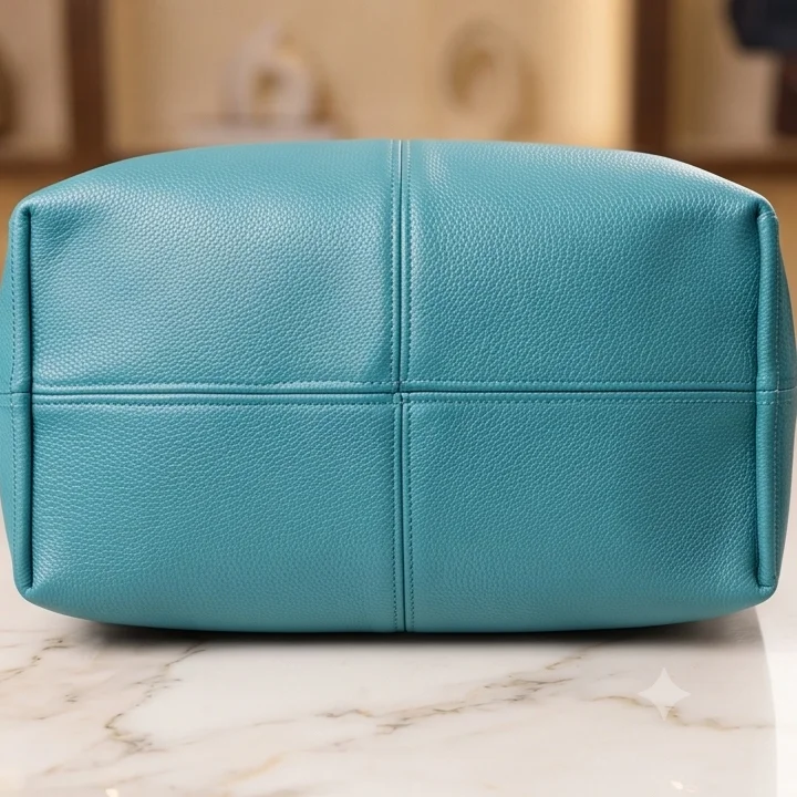 Slouch Hobo Handbag Aqua Blue down view - elegant black ladies handbag with spacious design by Vibe Totes