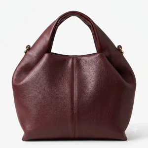 Slouch Hobo Handbag Maroon front view - premium ladies bag with soft pebbled leather by Vibe Totes