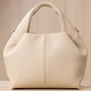 Slouch Hobo Handbag Off White front view - premium ladies bag with soft pebbled leather by Vibe Totes