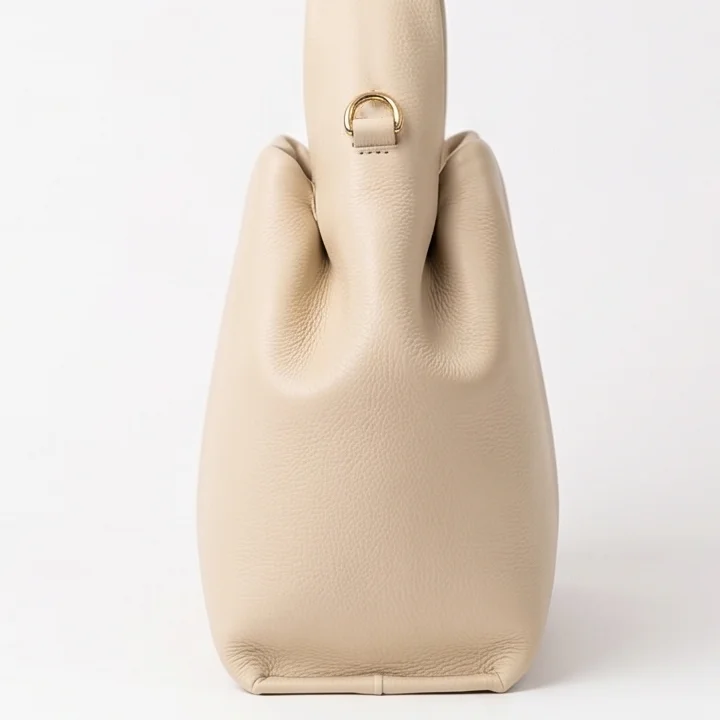 Slouch Hobo Handbag Offwhite side view showing details by Vibe Totes