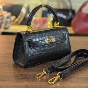 Black Croc Luxury Crossbody Bag